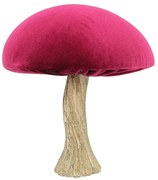 Dekoracja Velvet Mushroom 17 cm ruby