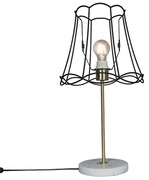 Lampa stołowa retro z mosiężną ramą babci czarna 30 cm - Kaso