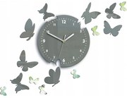 Zegar ścienny nowoczesny cichy do salonu lub sypialni akrylowy z motylami