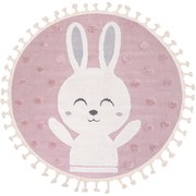 Dywan Skandi Kids Króliczek różowy koło 150x150 Koło