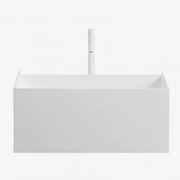 Zestaw Mebli Łazienkowych Z Żywicy Ze Zintegrowaną Umywalką I Oświetleniem Led Nerine Biała & - Sklum