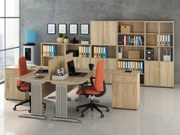 Dwustanowiskowy zestaw biurowych mebli z biurkiem na kluczyk dąb sonoma Z0-S89