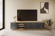 Szafka RTV Asha 200 cm z ryflowanym frontem i wnęką - artisan / rivier stone mat