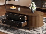 Stolik kawowy 100x50x36 cm - z 2 szufladami i 2 drzwiami przesuwnymi - Brązowy + czarny