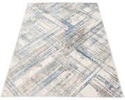 Szaro-niebieski dywan w nieregularną przecieraną kratkę L5-A98