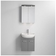 Szafka łazienkowa z umywalką Vang + szafka z lustrem i oświetleniem LED 230V IP44 szara