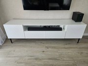 Szafka RTV Nicole 200 cm z wnęką i szufladami - biały mat / czarne nóżki