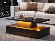 Stolik kawowy 100x50x39 cm - z oświetleniem LED - z otwartą półką - z 1 wysuwaną szufladą - czarny