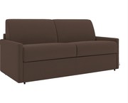 Kanapa 2-osobowa rozkładana typu express z brązowej tkaniny z siedziskiem z pianki z pamięcią kształtu - Powierzchnia spania 120 cm - Materac 22 cm z pianki i z siedziskiem z pianki z pamięcią kształtu CALIFE