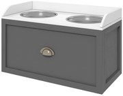 PawHut Stacja karmienia Podwyższone Miseczki 1 Przechowywanie 2 Miseczki ze stali nierdzewnej, 60 x 30 x 42 cm, Biały