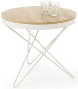 Nowoczesny okrągły stolik kawowy naturalny + biały L2-K73