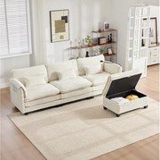 Sofa 3-osobowa, sofa narożna z portem USB, kieszeniami bocznymi i uchwytem na telefon - Beżowy szenil