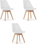 Krzesła Valora RIKX białe z poduszką i drewnianymi nogami x3