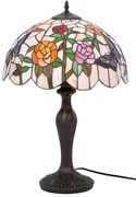 Stylowa lampa stołowa z witrażowym kloszem P1-D56