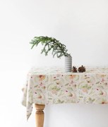 Świąteczny lniany obrus Linen Tales Jingle Bells, 140x140 cm