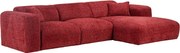 Kanapa narożna prawostronna duża  z czerwonej teksturowanej tkaniny  POGNI marki Maison Céphy