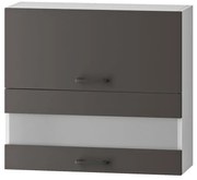 Wisząca szafka kuchenna z podwójnym frontem szara P6-G67