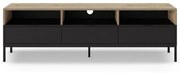 Czarna szafka pod TV w dekorze dębu 180x55 cm Marion – Marckeric