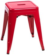 Czerwony metalowy taboret kwadratowy loft K2-L65