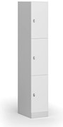 Szafka skrytkowa S1, 3 schowki, 1850 x 300 x 500 mm, demontaż, zamek obrotowy, drzwi laminowane, biała