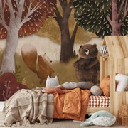 Fototapeta - Niedźwiadek i lisek (196x136 cm)