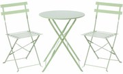 Aldotrade Składane meble ogrodowe Bea zielony, zestaw stół i 2 krzesła