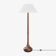 Lampa Podłogowa Z Drewna Mango Adelaide Ciemny Drewniany Uchwyt & Biały Ø55 Cm - ↑25 Cm Menorca - Sklum