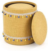 GRADO zestaw 2 puf, żółty, funkcja schowka, tkanina, boho