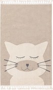 Beżowy dywan dziecięcy z kotem MOMO