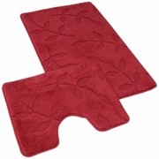 Kvalitex Zestaw dywaników łazienkowych Liście bordowe, 60 x 100 cm, 60 x 50 cm