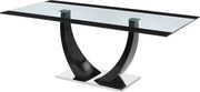 Stół na 8 miejsc z płyty MDF, szkła hartowanego i stali nierdzewnej - czarny - MEZZO II