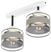 Lampa sufitowa biała dwupunktowy spot z szarymi abażurami T-3306WE-GRG