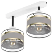 Lampa sufitowa biała dwupunktowy spot z szarymi abażurami T-3306WE-GRG
