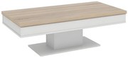 Stolik kawowy ASTULIA – z miejscem do przechowywania – kolor biały – blat o wyglądzie drewna dębowego