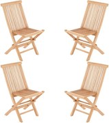 Komplet 4 x składane krzesła ogrodowe DIVERO z drewna tekowego