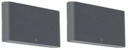 Zewnetrzna Zestaw 2 lamp ściennych zewnętrznych ciemnoszary 17,5 cm z LED - Batt Nowoczesny Oswietlenie zewnetrzne