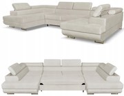 Narożnik kształt U rozkładany f. spania Bosso Family meble beżowy welur