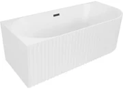 Mexen Gia wanna wolnostojąca narożna ryflowana lewa 150 x 75 cm, biała mat, przelew czarny - 52701507501L-70
