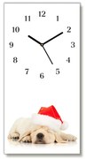 Zegar ścienny Pionowy-Szczeniak Czapka Mikołaja Zima