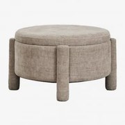 Pufa Okrągła Ø70 Cm Z Tapicerowanym Schowkiem Cleo Tkaniny Szary Kret - Sklum