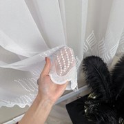 Firana haftowana Lara Markizeta biała dwa pasy wys. 170 cm