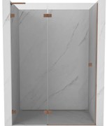 Mexen Lunar L drzwi prysznicowe uchylne lewe 130 cm, transparent, miedź szczotkowana - 834L-130-000-65-00-L