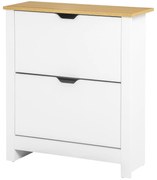 HOMCOM Szafkowy regał na buty, 2 komory, 12 par butów, 72 cm x 26 cm x 80 cm, Biały + Brąz