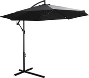 Outsunny Parasol na Wysięgniku z Korbką Ręczną Czarny Odpinany | Aosom PL