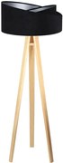 Czarno-sosnowa asymetryczna lampa stojąca trójnóg K4-L70