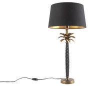 Lampa stołowa art deco brązowa z czarnym abażurem 35 cm - Areka ArtDeco Oswietlenie wewnetrzne