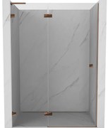 Mexen Lunar L drzwi prysznicowe uchylne lewe 130 cm, transparent, różowe złoto - 834L-130-000-60-00-L