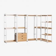 Modułowa Otwarta Szafka Narożna 5-częściowa Ze Stali I Mdf Ariaster Miel - Sklum