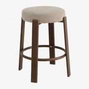 Taboret Wysoki 65 Cm Z Tkaniny Chenille I Żelaza Jolie Brązowy Ciemny Drewno & Brązowa Szenila Pszeniczna - Sklum