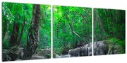 Obraz - Wodospad Erawan, Kanchanaburi, Tajlandia (z zegarem) (90x30 cm)